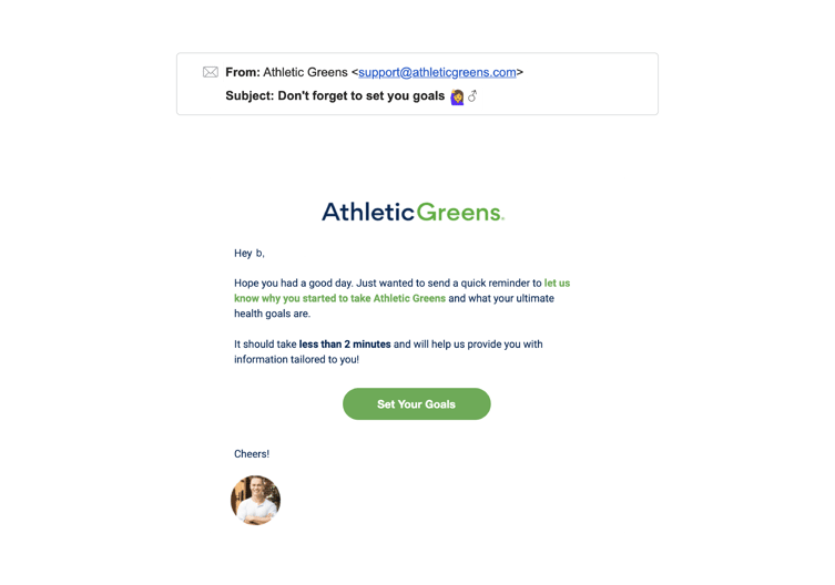 Athletic Greens First-time Customer Email