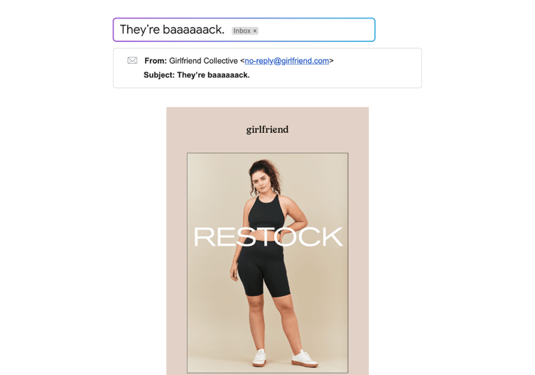 Girlfriend Collective uses subject line to boost open rates