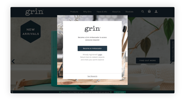 Grin Naturals Ambassador Program Sign-Up