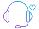 Icon of a headset with a love heart Icon of a headset with a love heart