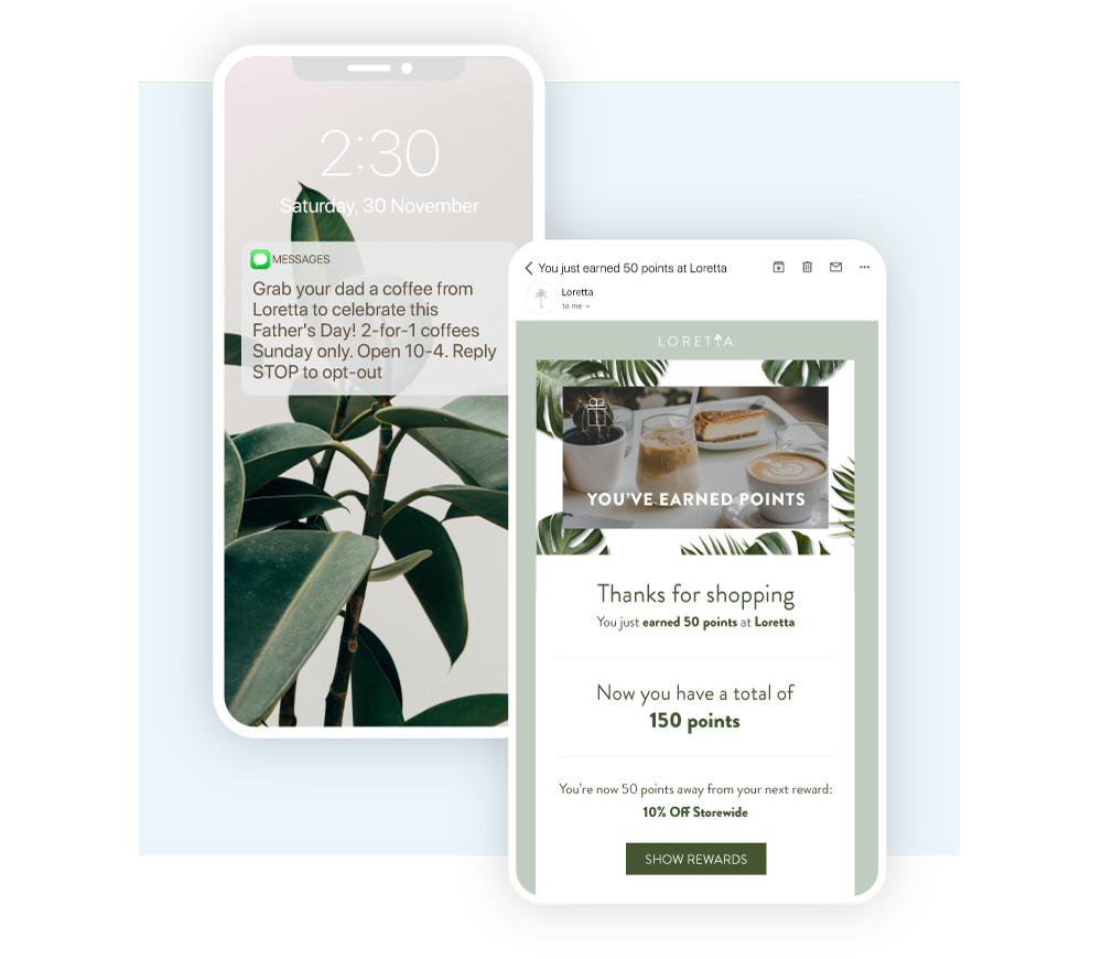SMS discount and earned points email SMS discount and earned points email