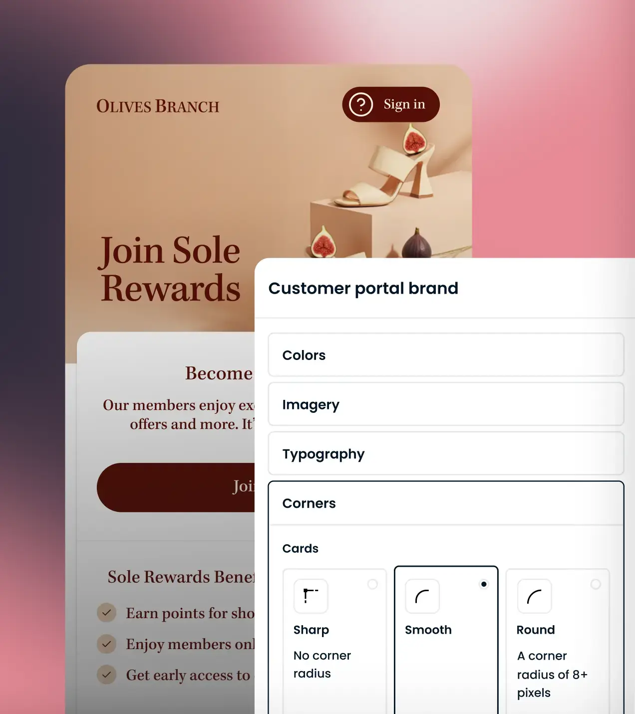 Customer loyalty widget branding customization