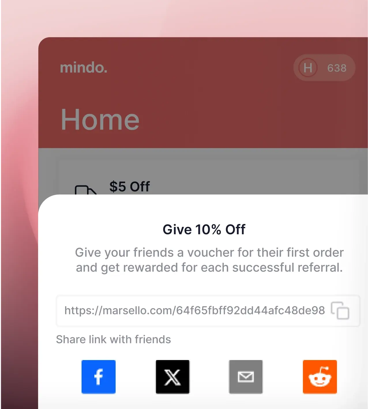 Friend referral sharing links
