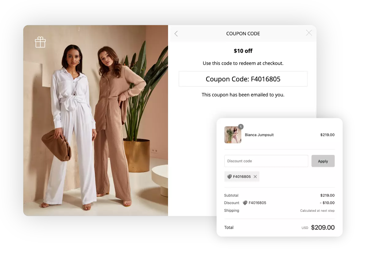 a Shopify merchant uses coupon code for dollar discount reward