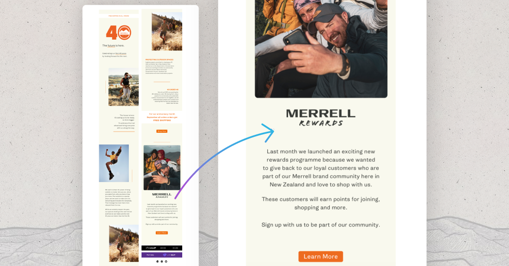 Merrell NZs loyalty program email promotion