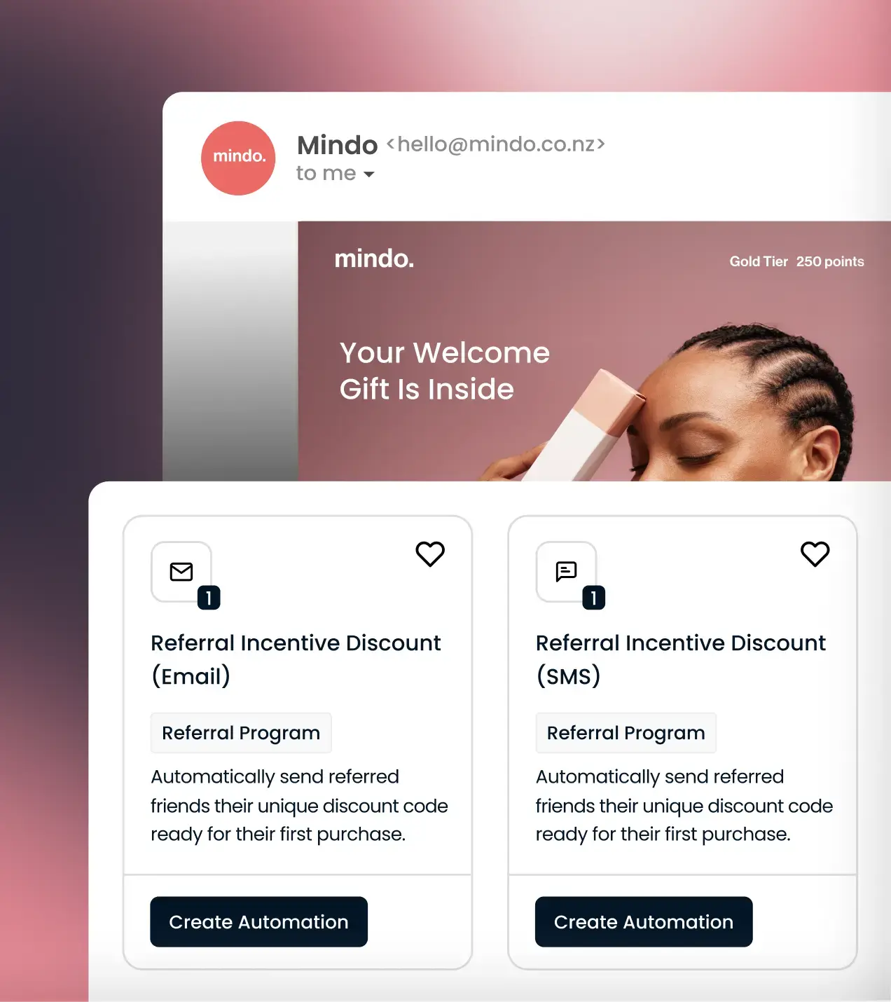 Loyalty program friend referral automated flows