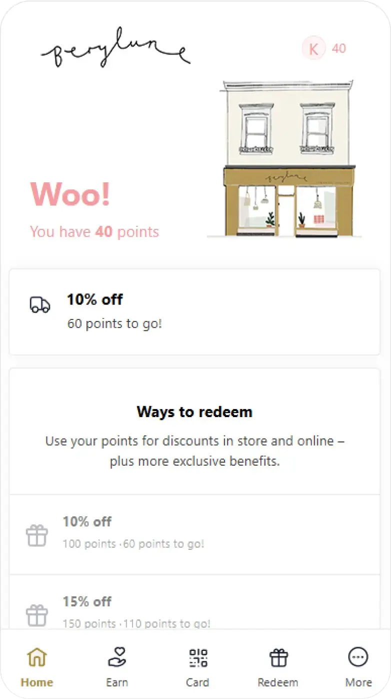 Berylune Loyalty Widget Desktop