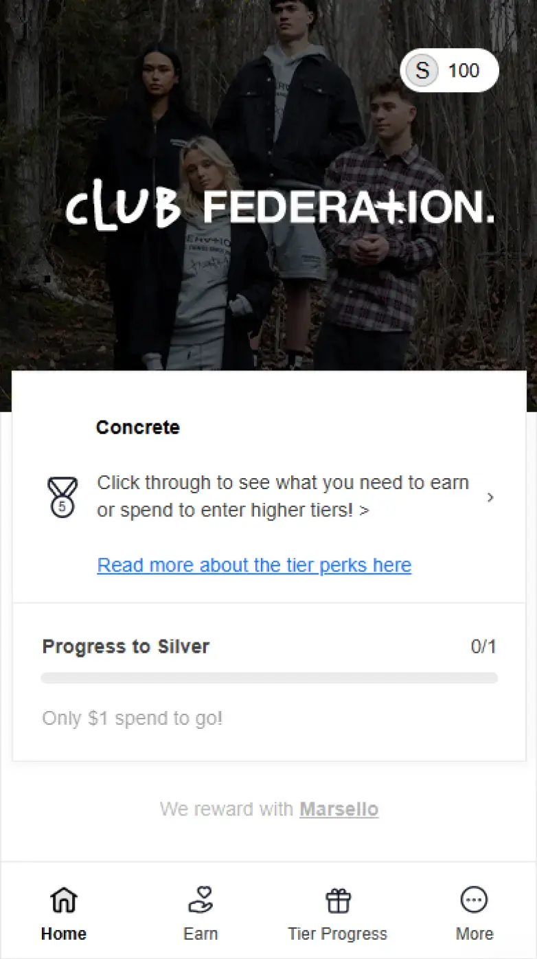 Federation Loyalty Widget Desktop