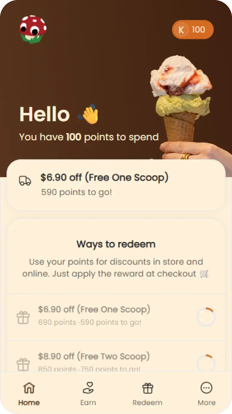 Gelato Messina Loyalty Widget Desktop